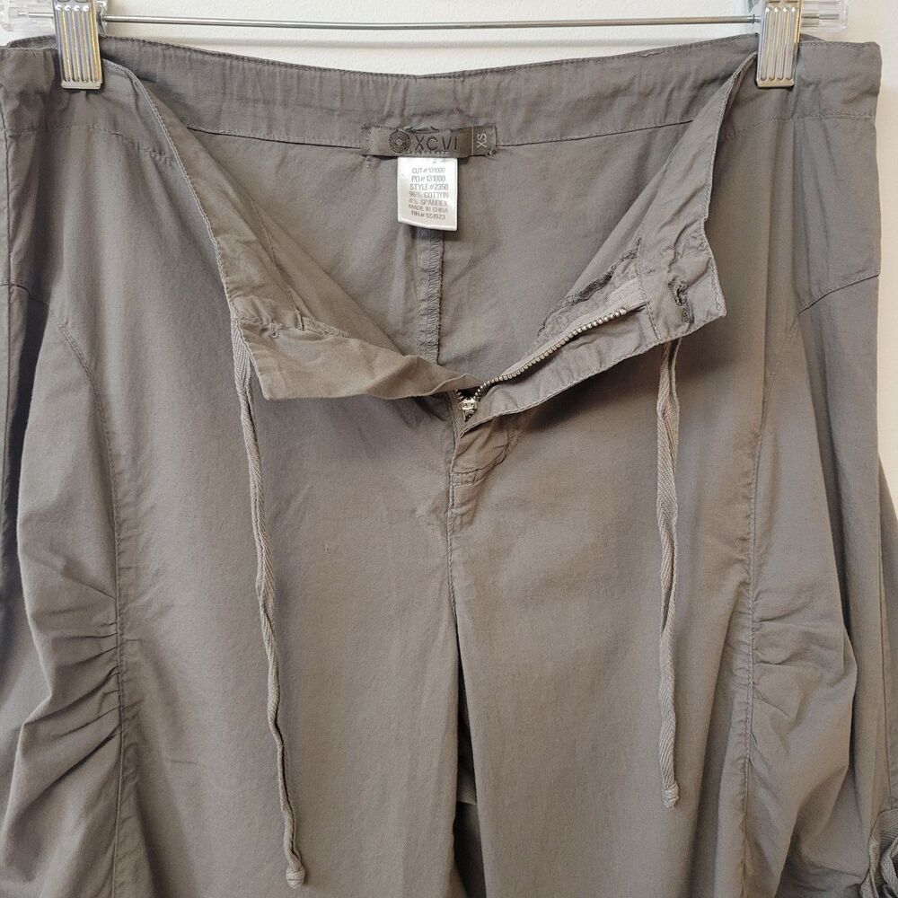 XCVI Cargo Capri Wide-Leg Side Slits Ruffled Gray Women Size XS Pants - Picture 7 of 10